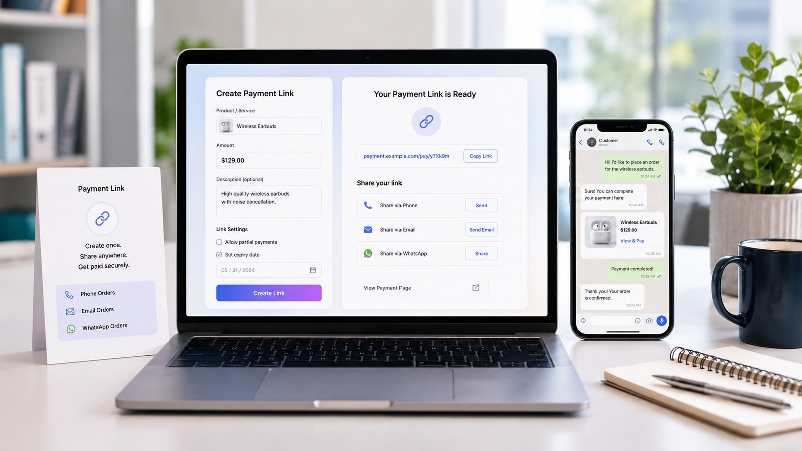 Payment Links for Phone, Email and WhatsApp Orders